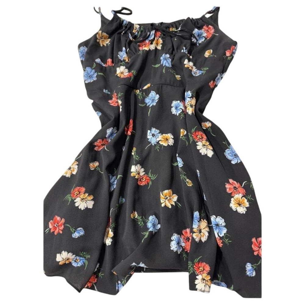B. Smart Floral Mini Dress Black Multi Color Spaghetti Strap Size 15 J2JFW220